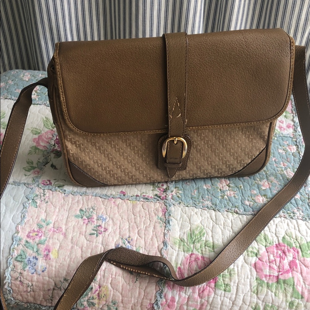 Gucci Brown Textured Crossbody Bag with Buckle